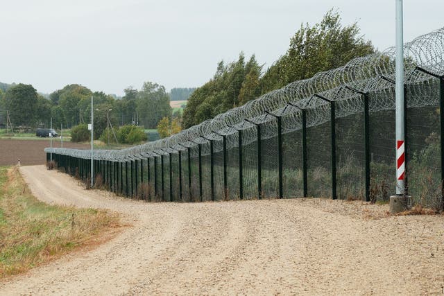 <p>A border fence between Estonia and Russia</p>
