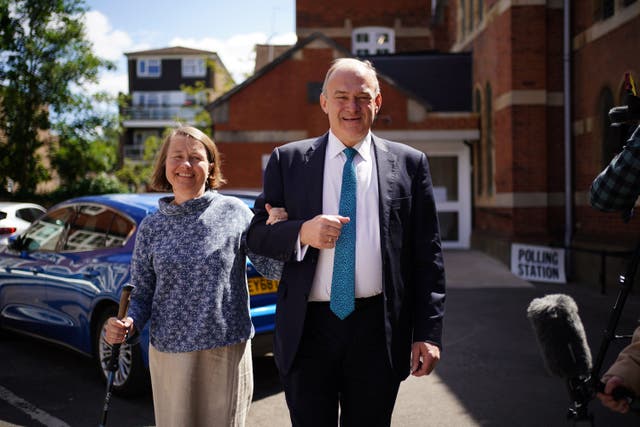 <p>Liberal Democrat leader Sir Ed Davey and his wife Lady Emily Davey</p>