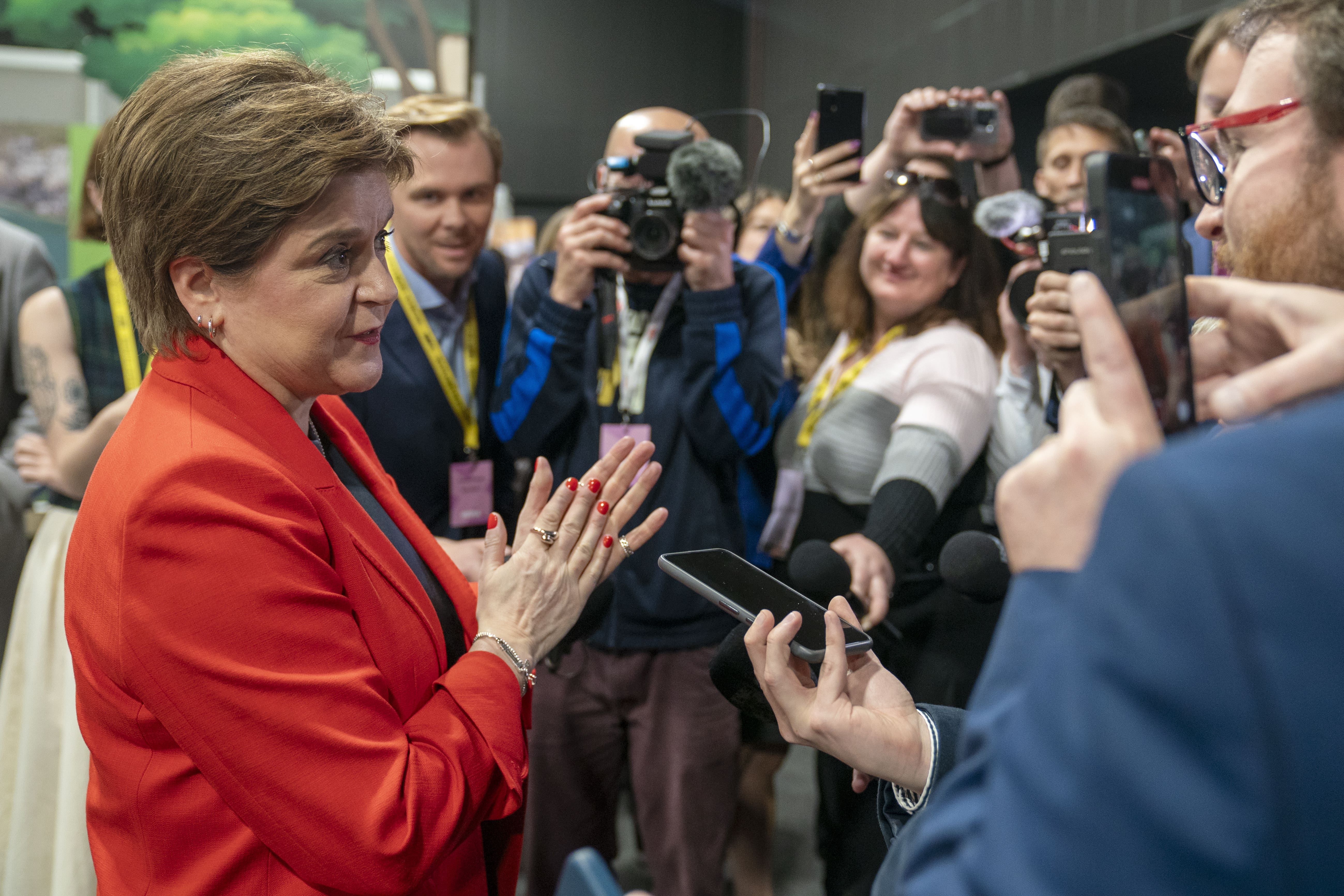 The former first minister spoke to journalists at the party’s conference (Jane Barlow/PA)