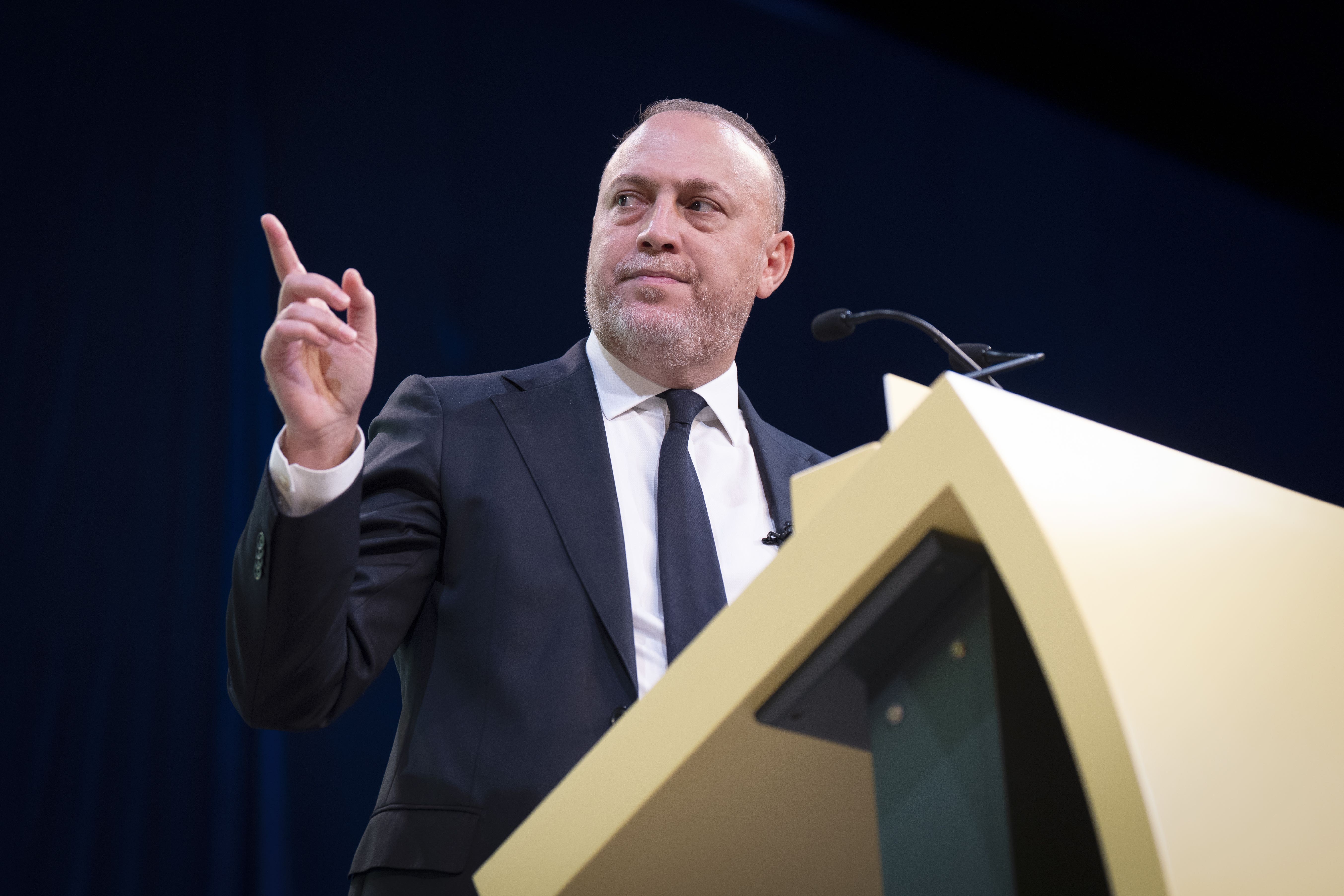 The head of the Palestinian mission, Dr Husam Zomlot, spoke at the SNP conference on Sunday (Jane Barlow/PA)