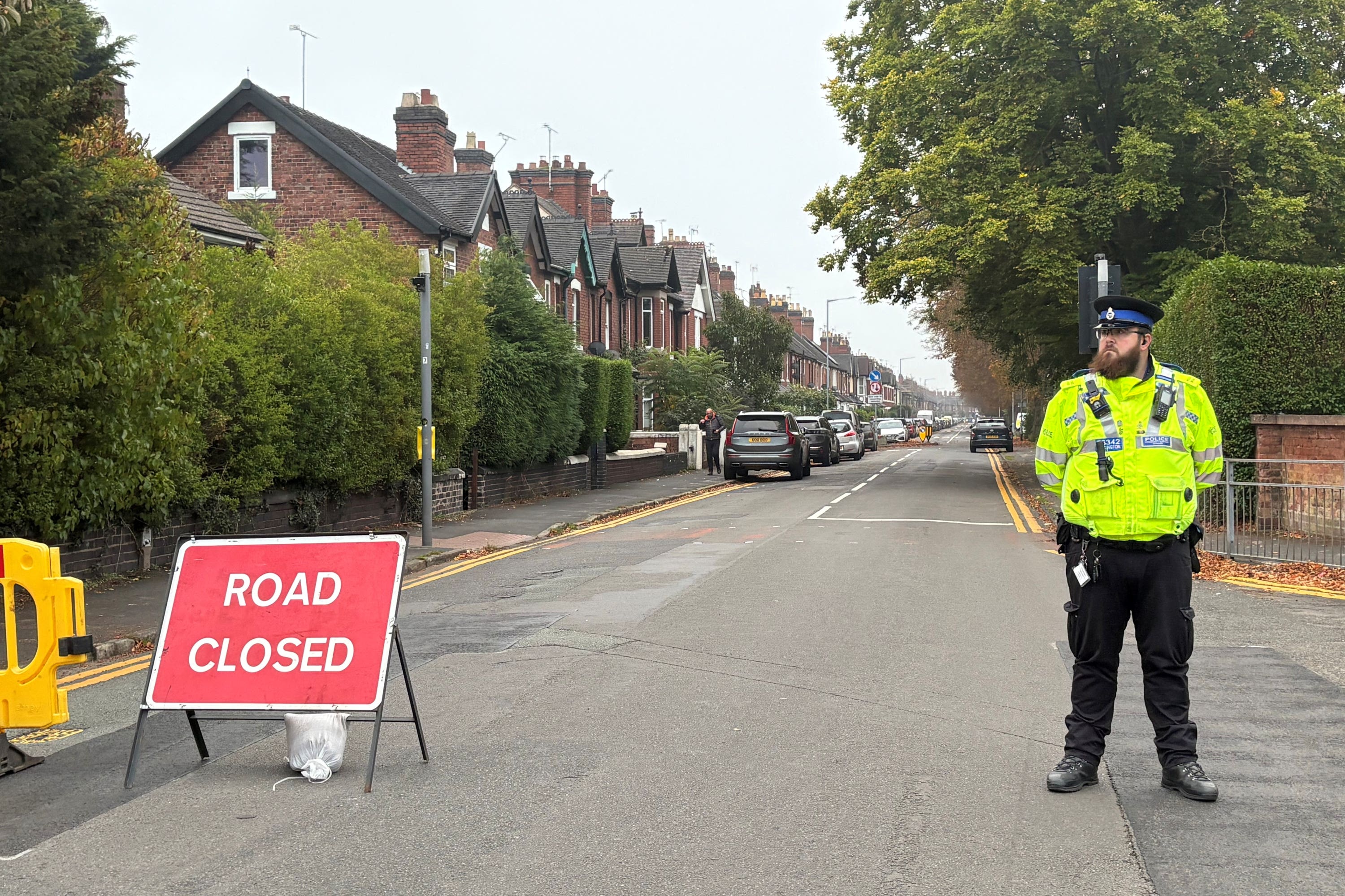Police at the scene in Corporation Street in Stafford on Sunday (Matthew Cooper/PA)