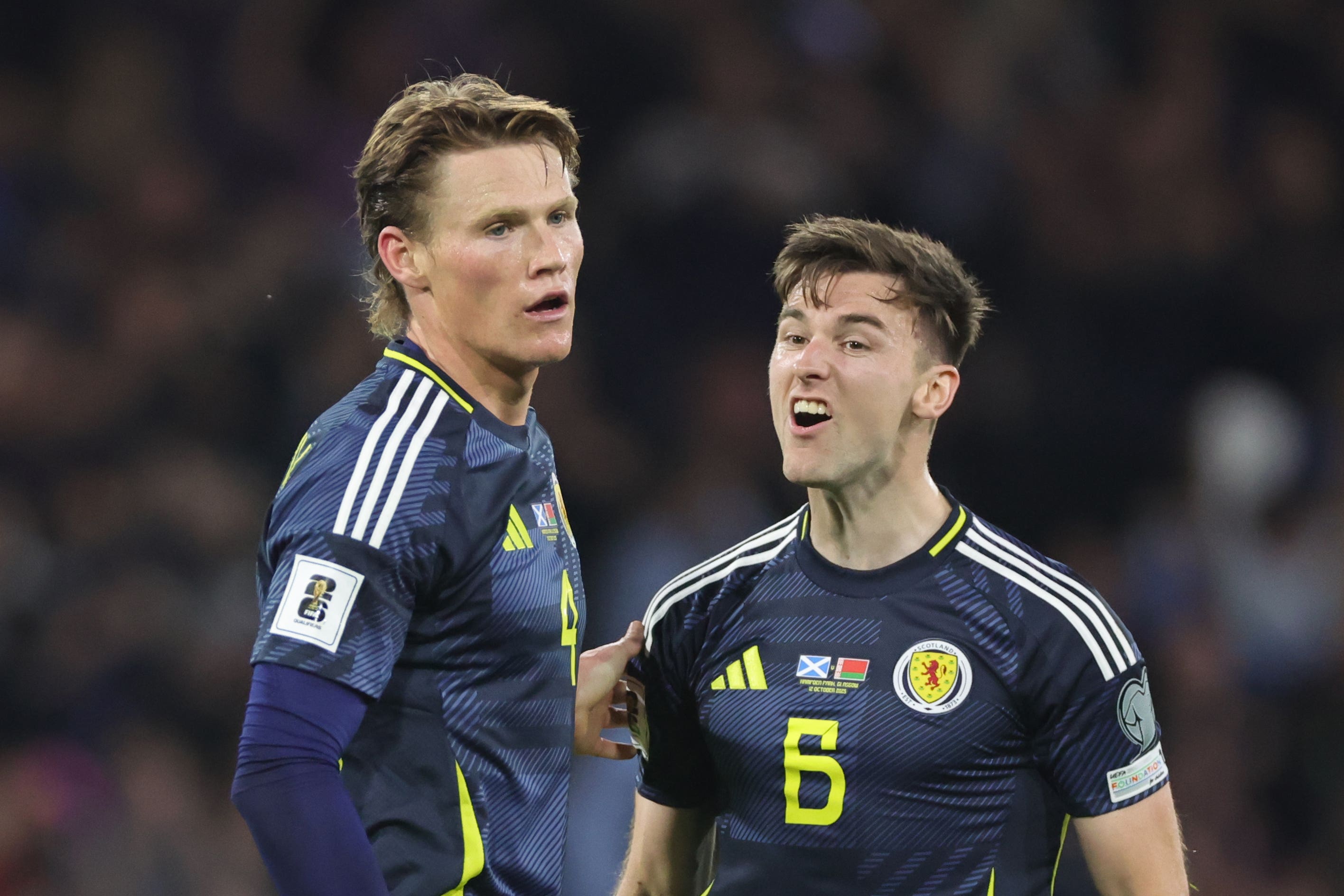 Scott McTominay, left, netted what proved to be the winner against Belarus