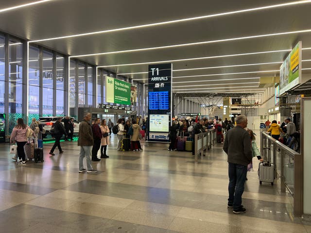 <p>Czech checks: Non-Schengen arrivals area at Prague airport on day one of the EU entry-exit system </p>