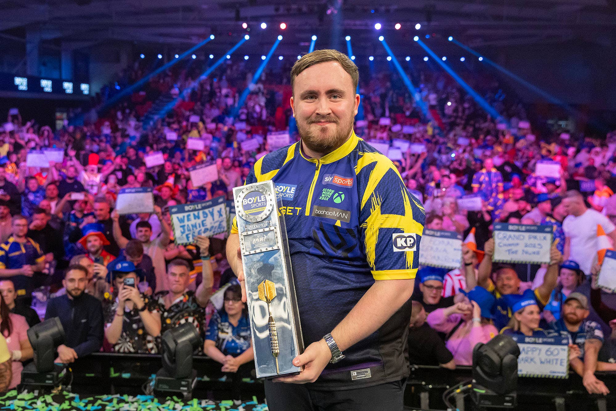 Luke Littler beat Luke Humphries in the World Grand Prix final on Sunday (PDC handout/PA)