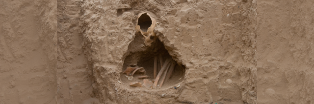 <p>One of the burials found at the Neolithic site of Tell Halula in Syria</p>