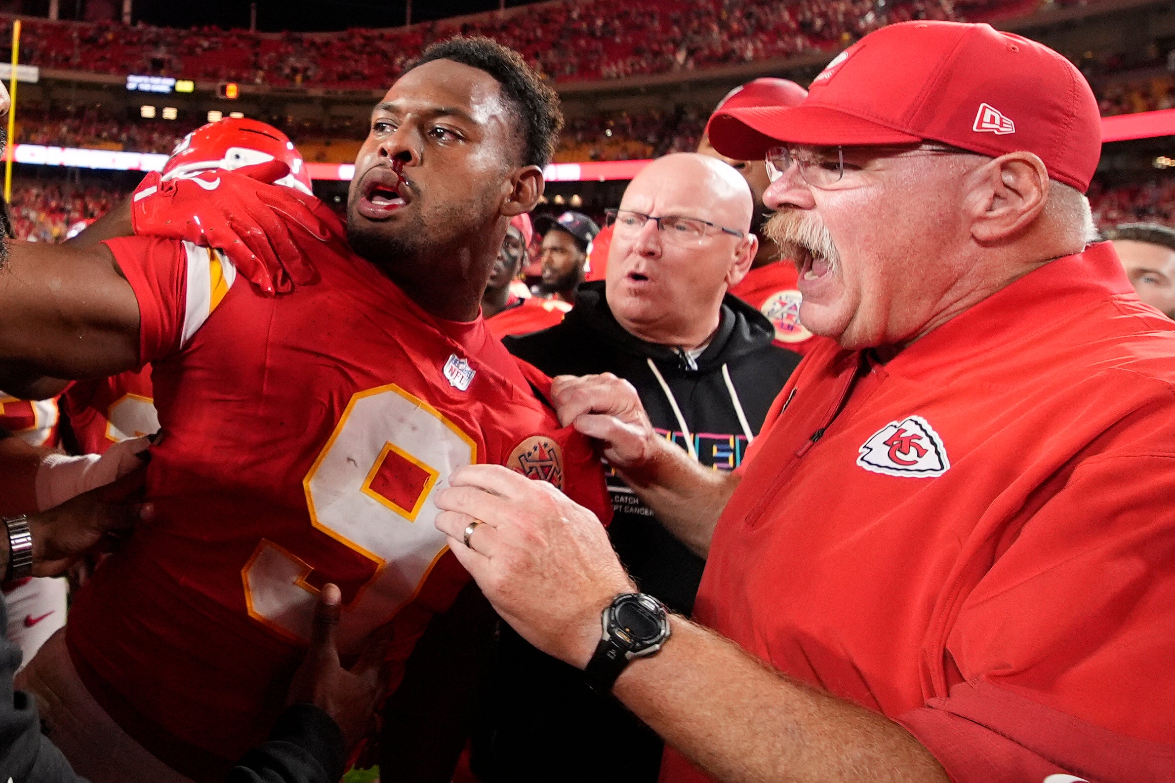 The Detroit Lions and Kansas City Chiefs got into a bloody brawl after their Sunday night game, which the Chiefs won 30-17