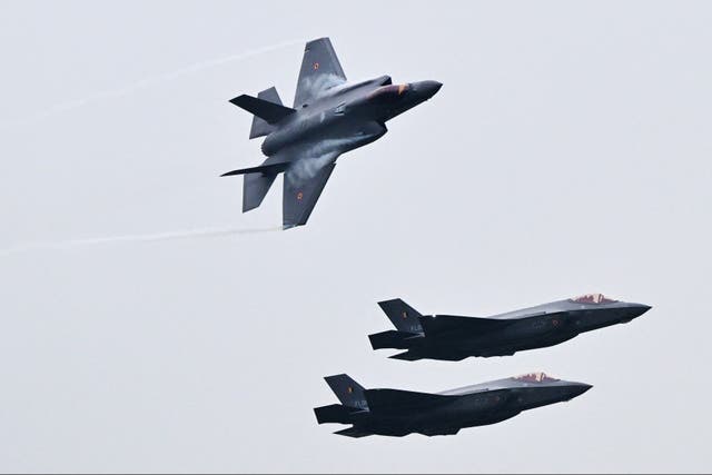 <p>Belgium's newly purchased Lockheed Martin F-35 Lightning II fighter jets</p>