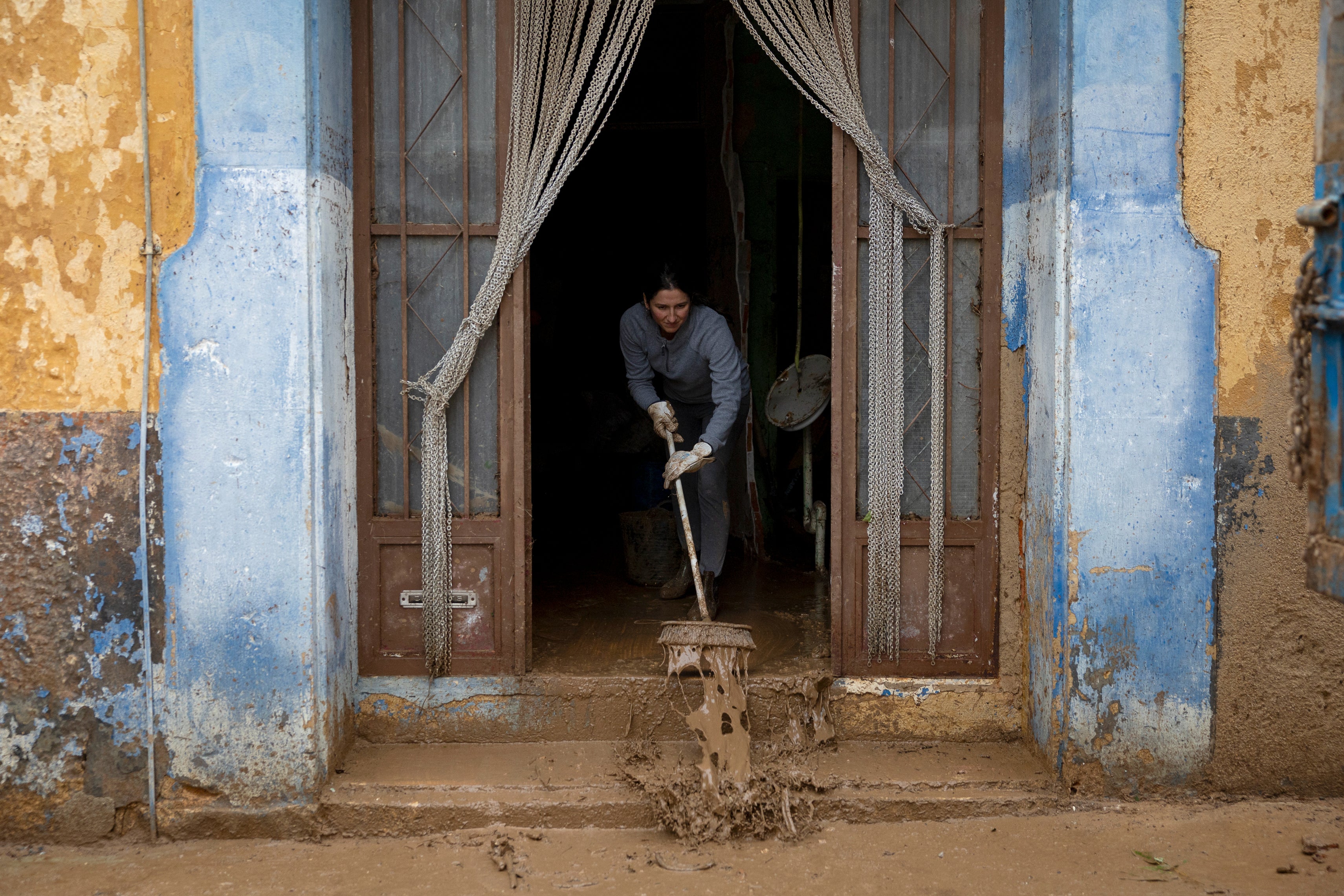 <p>Streets were turned into muddy rivers in the flooding</p>