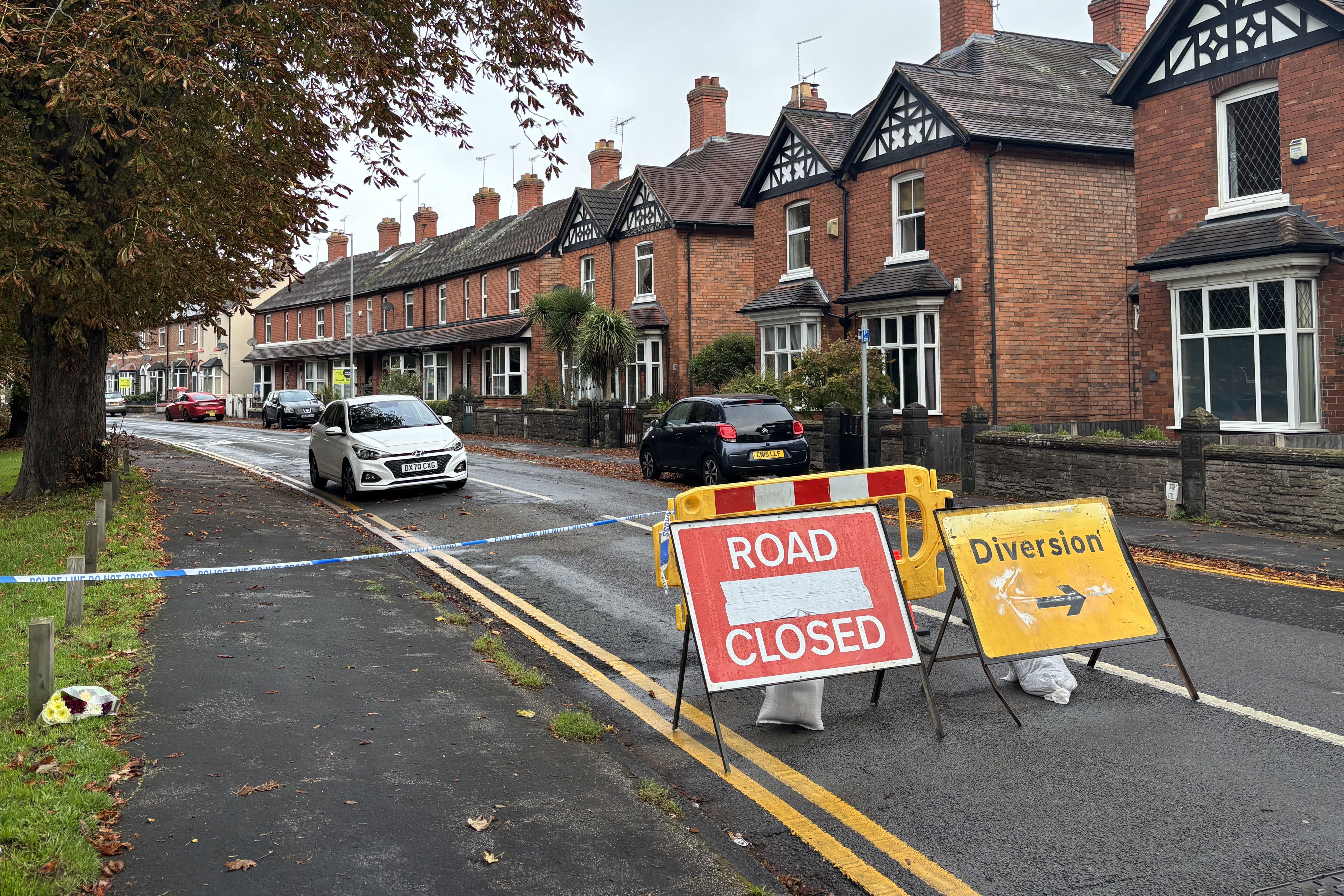 Floral tribute at the scene on Corporation Street in Stafford, Staffordshire (Stephanie Wareham/PA)