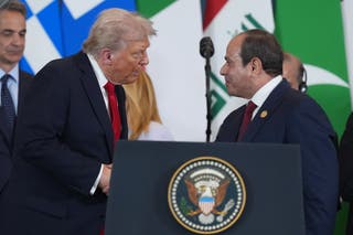 Trump greets Egypt's Abdel-Fattah el-Sissi