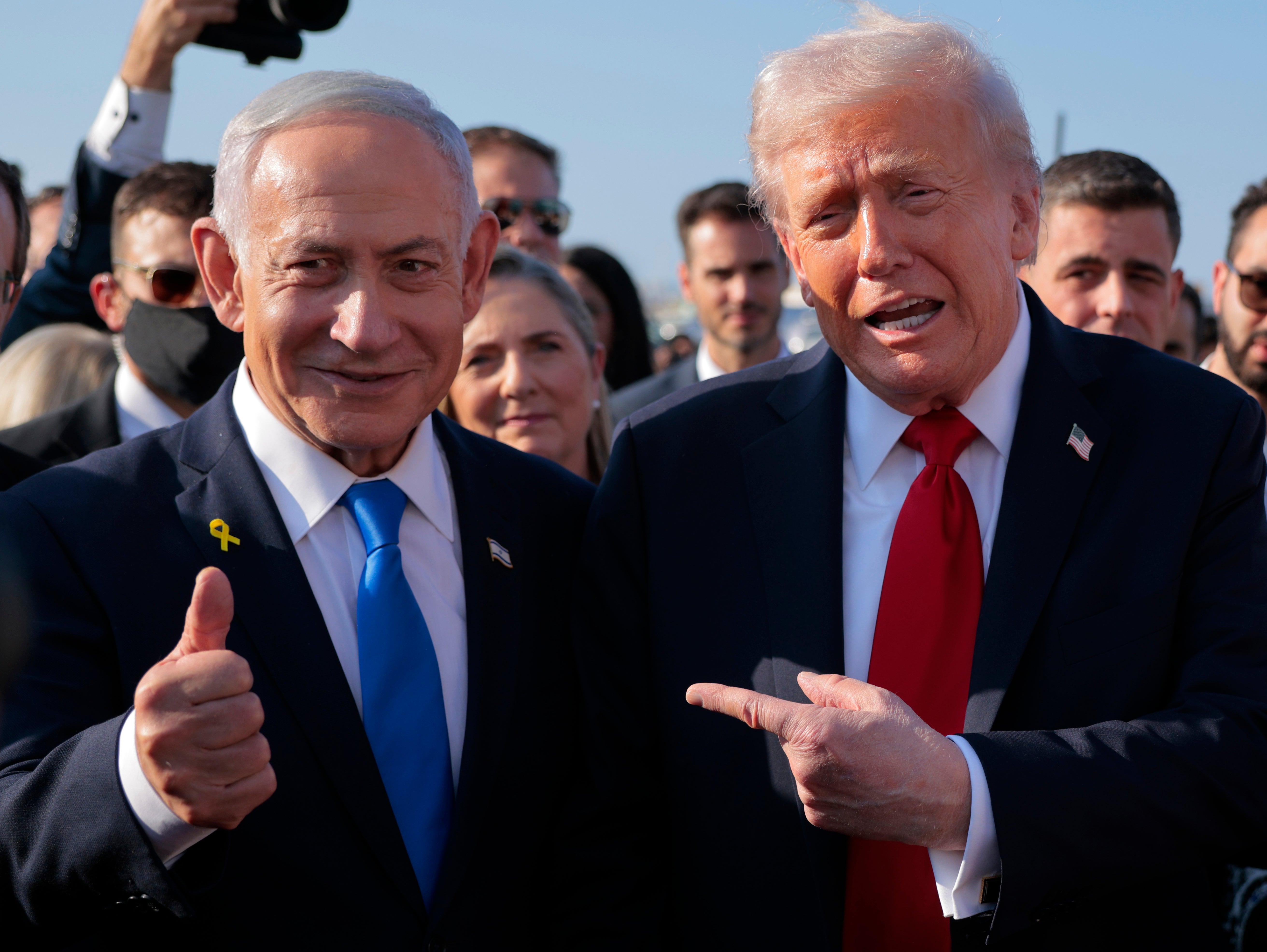 Trump met Benjamin Netanyahu at israel's Ben Gurion airport before heading to Sharm El-Sheikh, Egypt