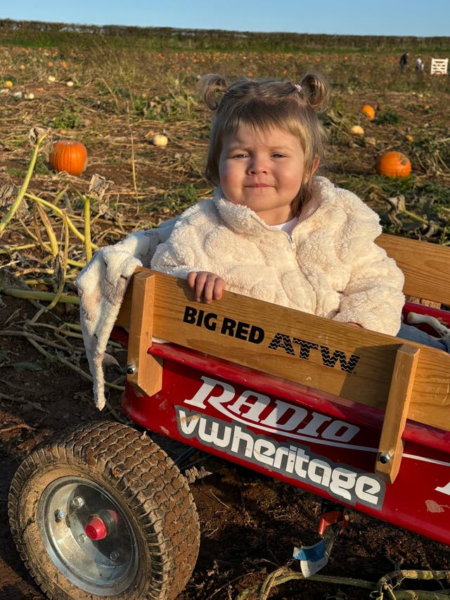 <p>Darla-May Higgs (pictured) was diagnosed with a rare genetic disorder called HT1 when she was 10 months old</p>