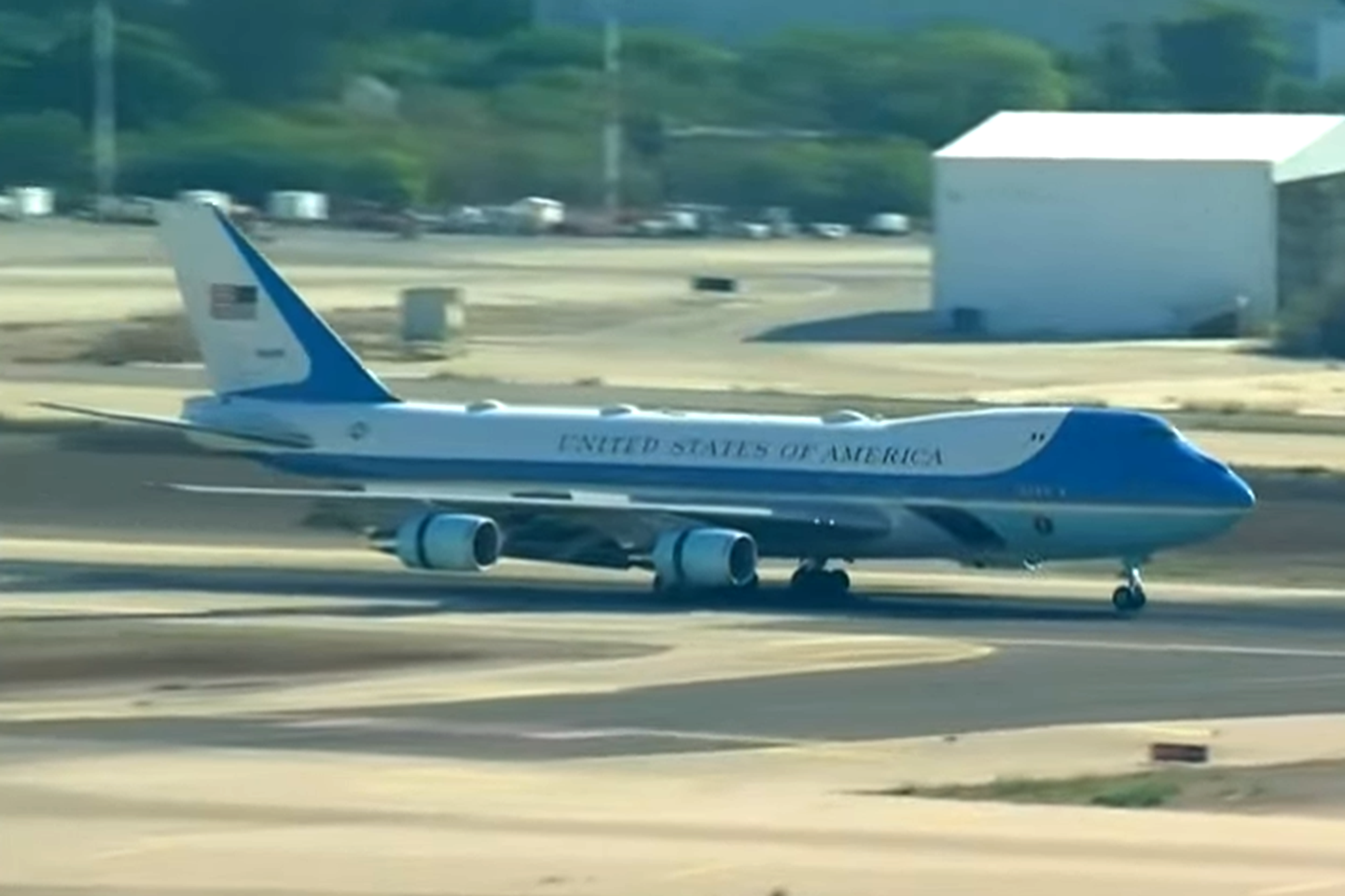 Air Force One touches down at Ben Gurion International Airport