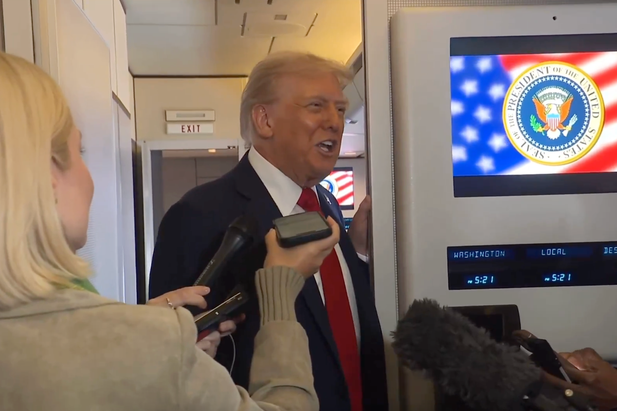 Trump concedes he may not get into heaven aboard Air Force One en route to Israel