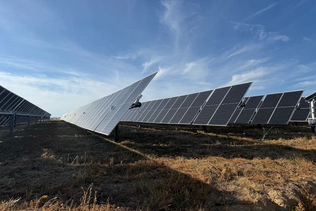 Solar panels at a solar farm in Segovia, Spain (Rebecca Speare-Cole/PA)