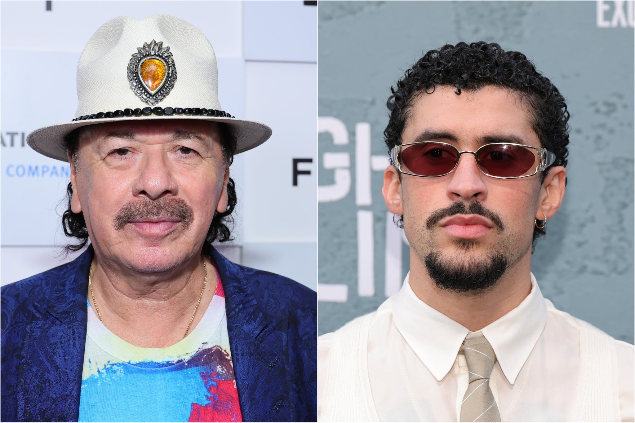 <p>Carlos Santana (izquierda) y Bad Bunny</p>