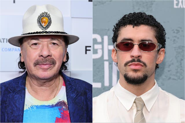 <p>Carlos Santana (izquierda) y Bad Bunny</p>
