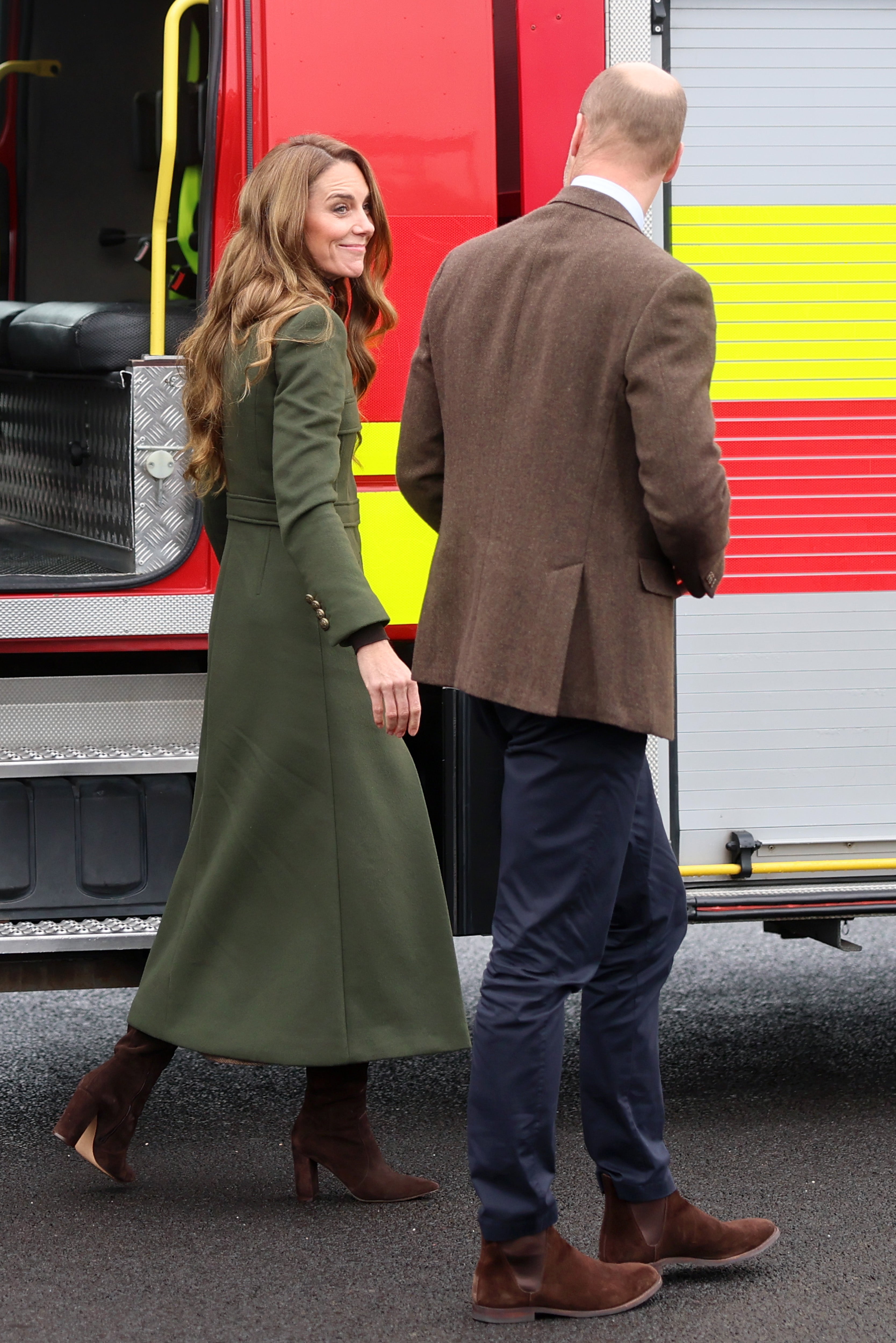 Firefighters who met the Prince and Princess of Wales on their surprise visit to Northern Ireland have claimed the princess asked for the sirens to be put on as they took a trip in a fire engine