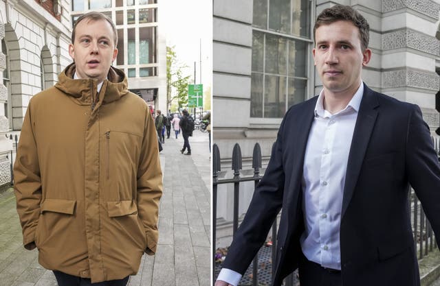 <p>Christopher Berry (left) and former parliamentary researcher Christopher Cash deny wrongdoing</p>