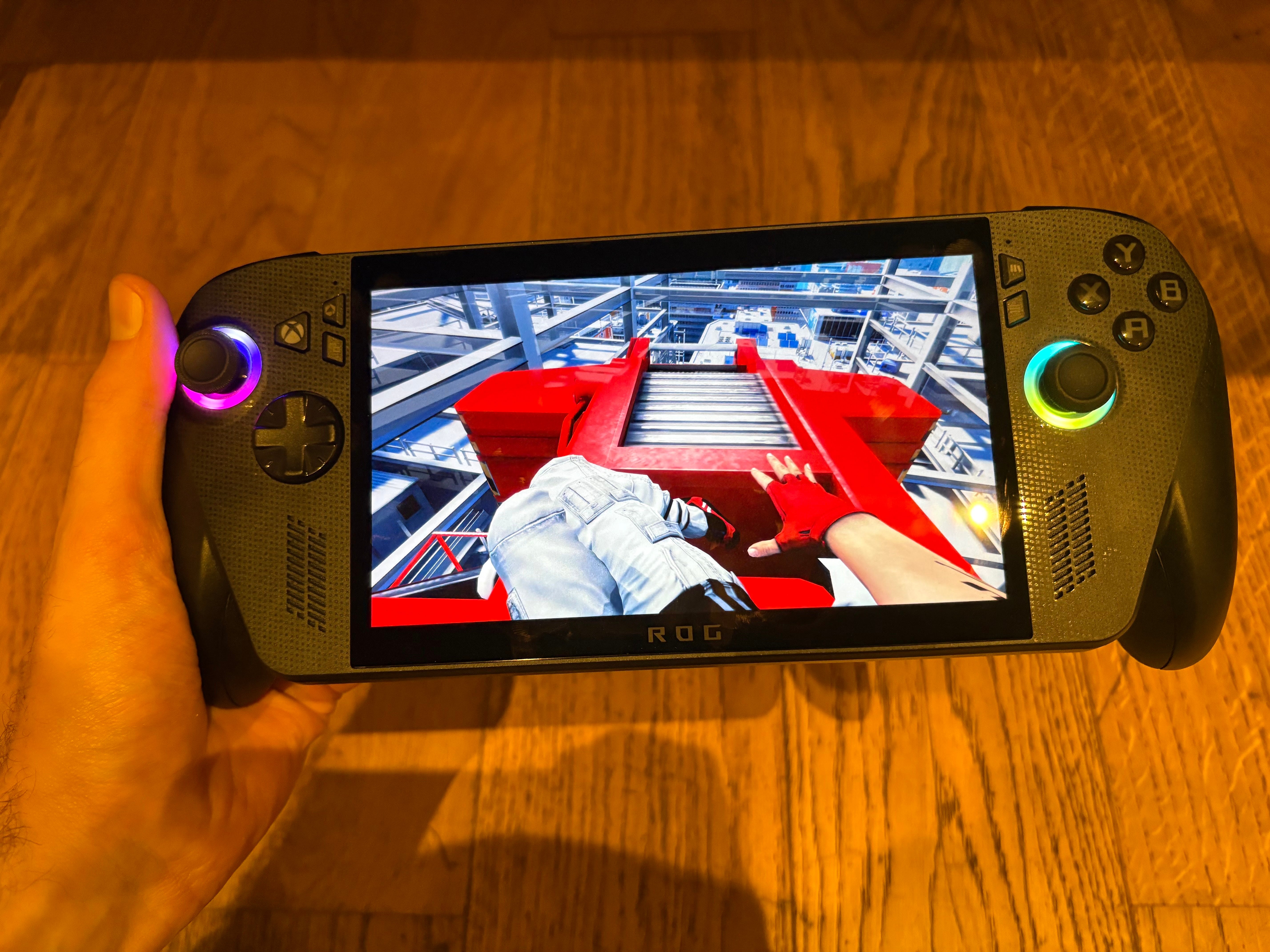 An image of Mirror's Edge running on the ROG Xbox Ally X