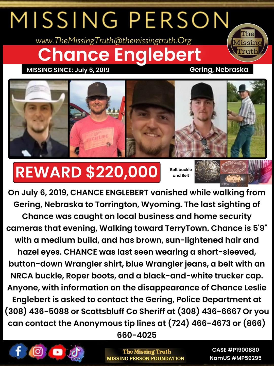 Chance's family offered over $200,000 for information about his whereabouts