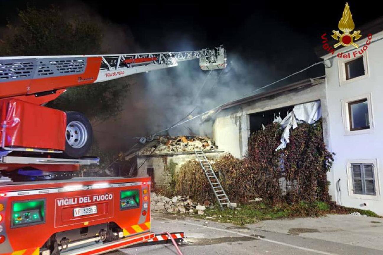 The farmhouse collapsed completely following the explosion