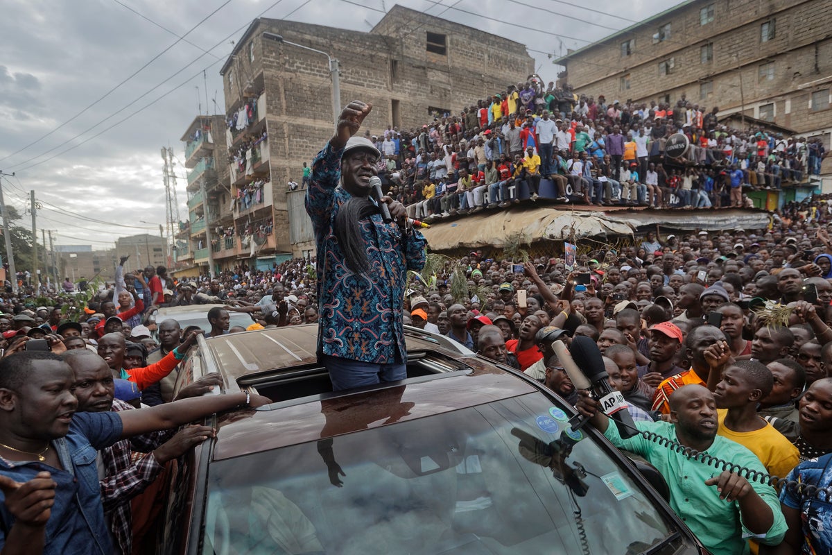 Photos of Raila Odinga, the former Kenyan PM who helped steer the country into multiparty democracy