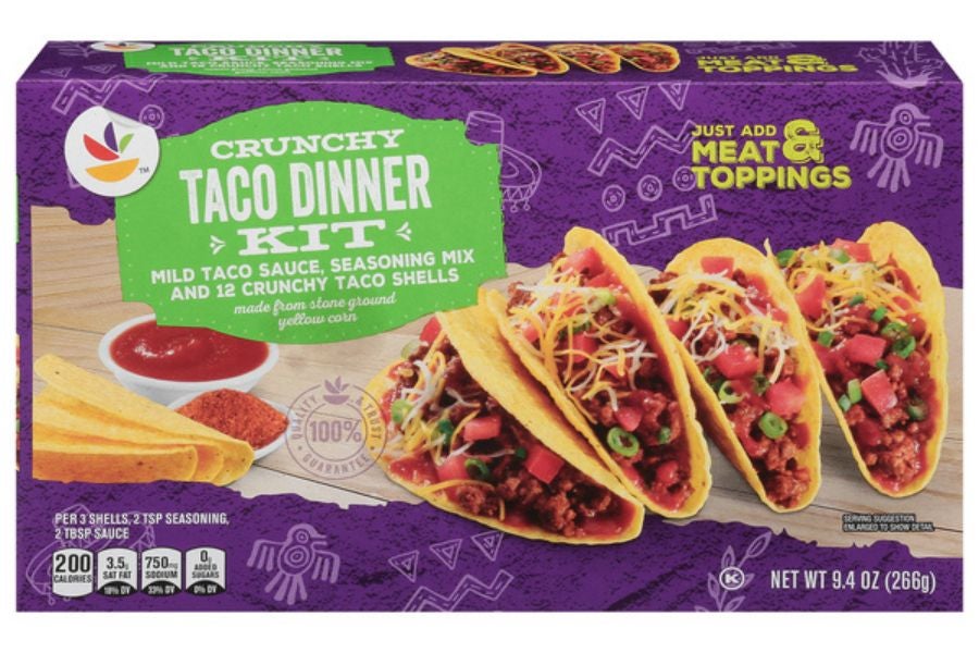 The recall applies to the 9.4-ounce Giant and Martin’s Hard Taco Dinner Kits carrying a best-by date of March 13, 2026