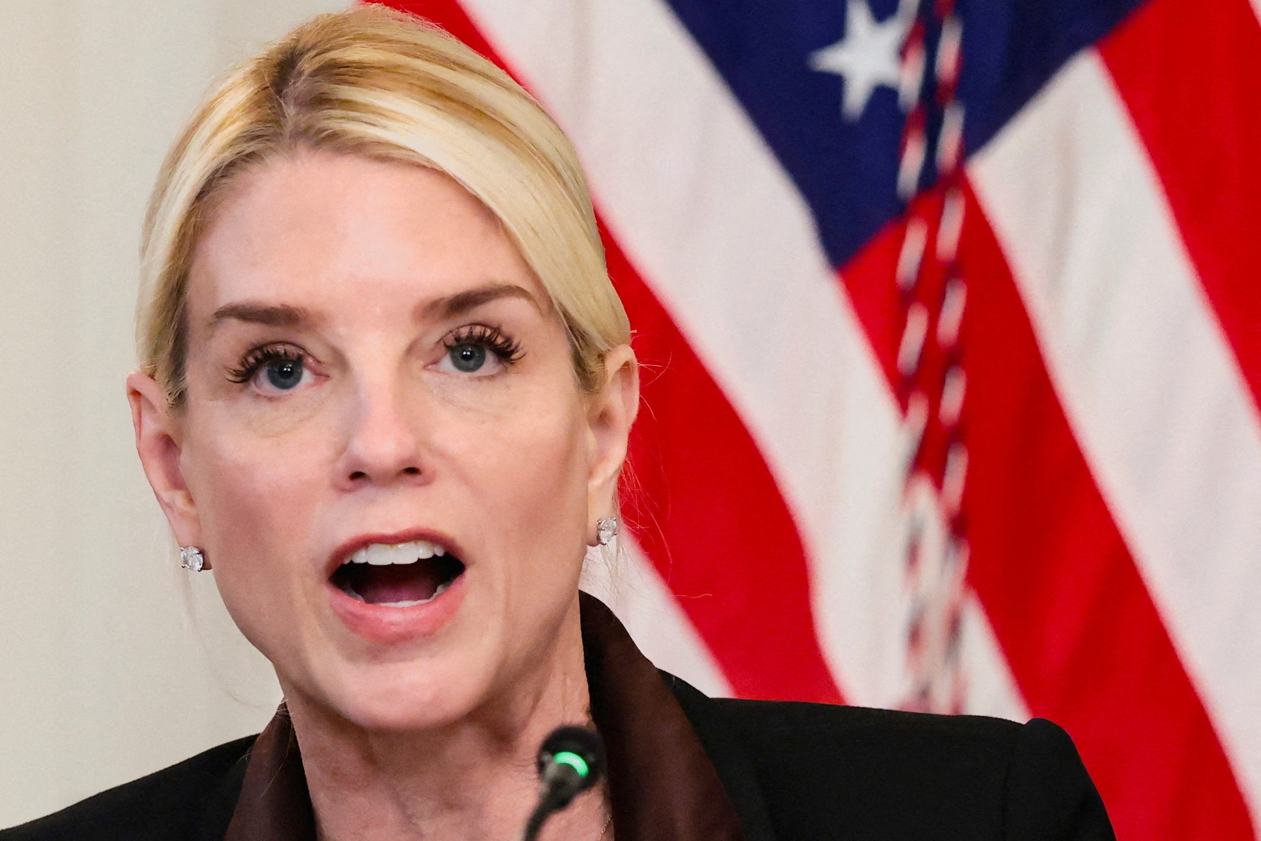 Attorney General Pam Bondi said Antifa was ‘no different’ from the MS-13 gang, pointing to MAGA influencers who she claimed have had ‘their lives threatened’ by the anti-fascist movement