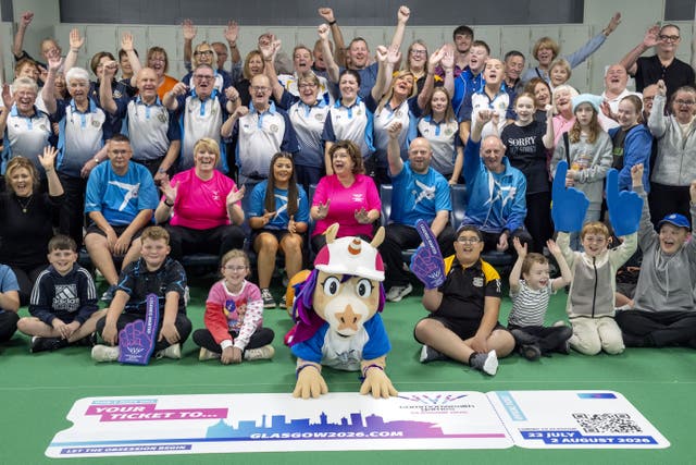 Elaine C Smith joined sports stars to try out indoor lawn bowls (Jane Barlow/PA)