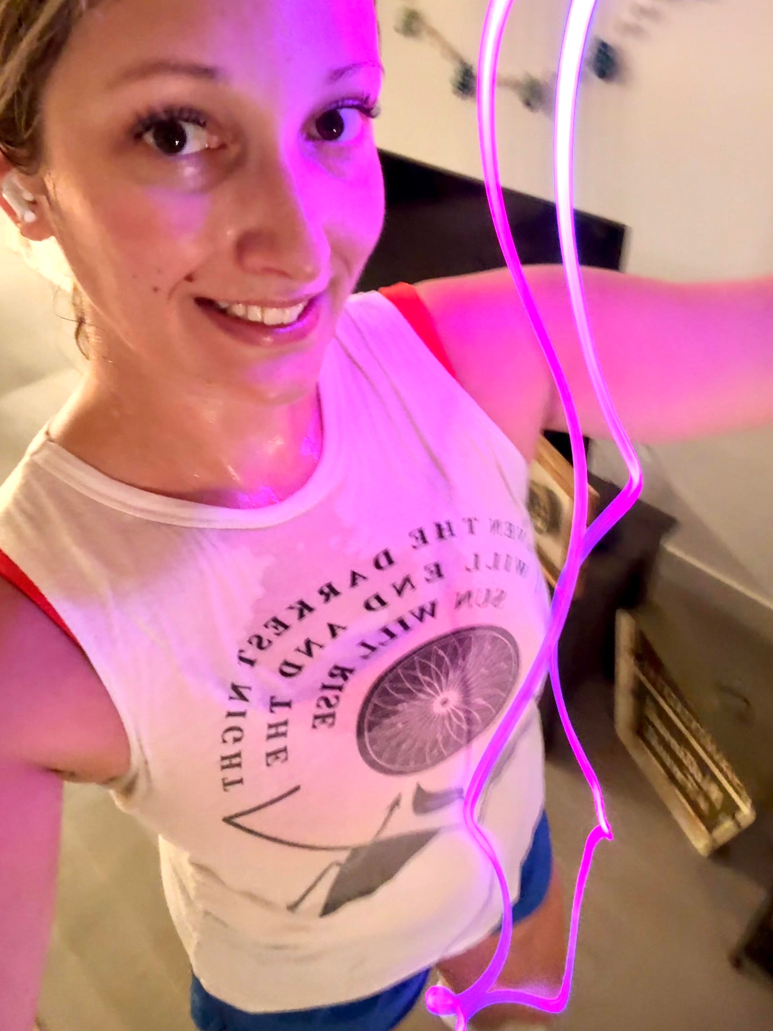 Julia Musto shows off her rainbow LED jump rope which made the activity somewhat more enjoyable