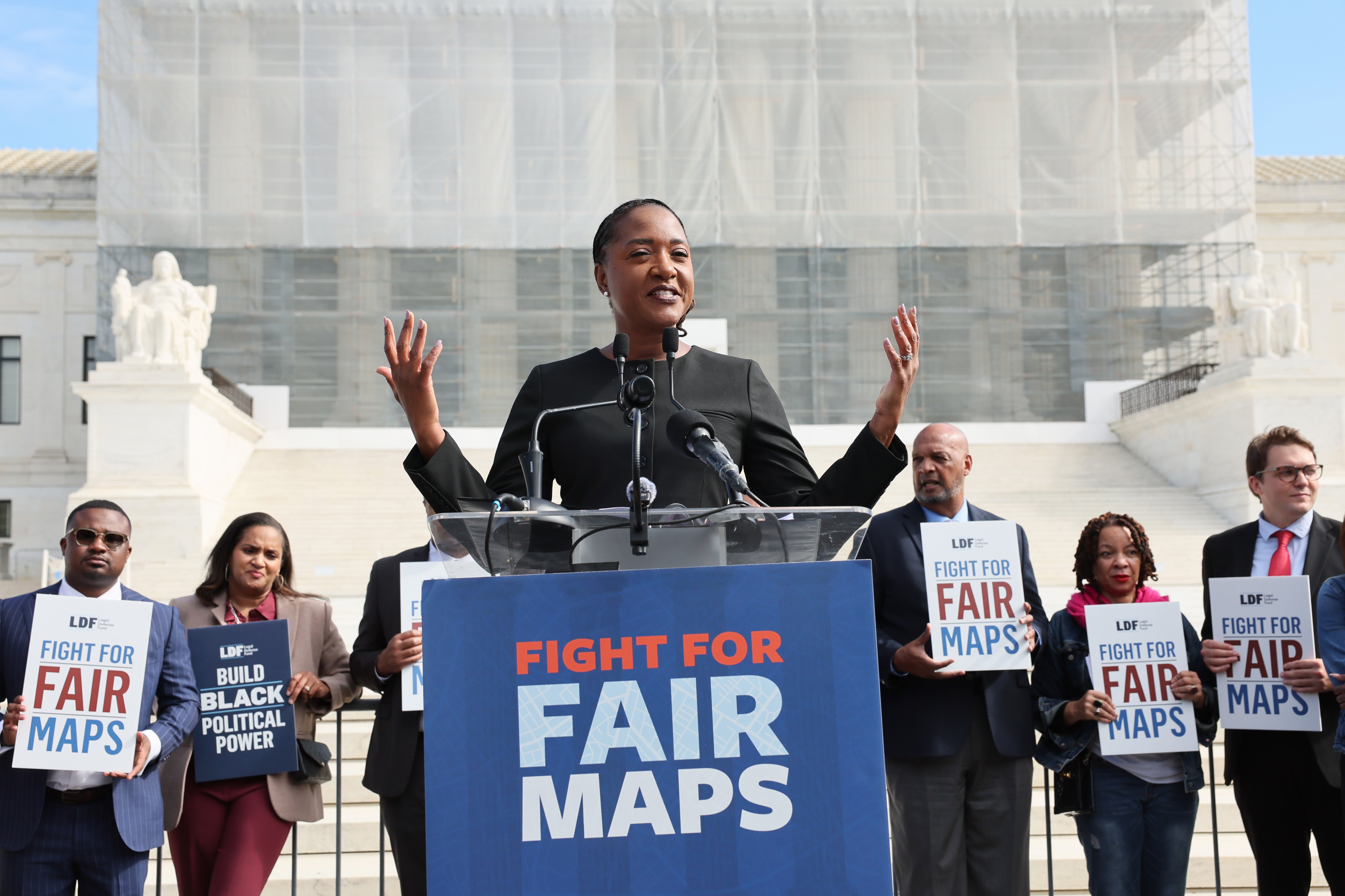 Legal Defense Fund director Janai Nelson told justices October 15 that a decision that strips out Section 2 from the Voting Rights Act would be ‘catastrophic’ for democracy