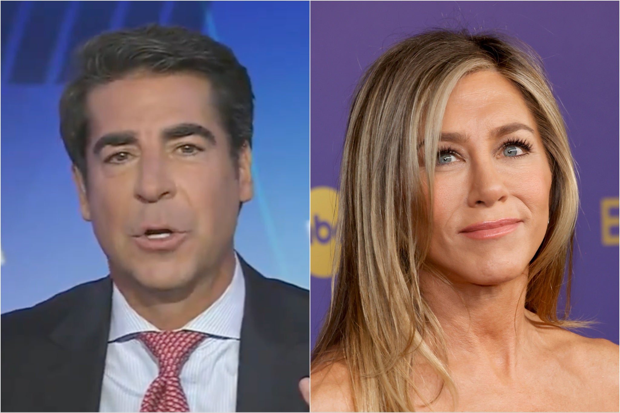 <p>Jesse Watters and Jennifer Aniston</p>