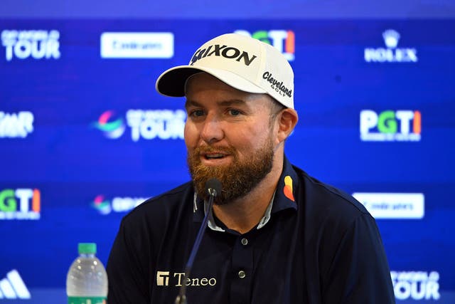<p>Shane Lowry speaking at the India Championship in Delhi</p>
