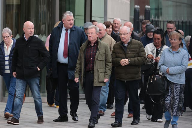 The brothers of victim William McKinney – who died on Bloody Sunday – and others attended Belfast Crown Court on Thursday (Liam McBurney/PA)