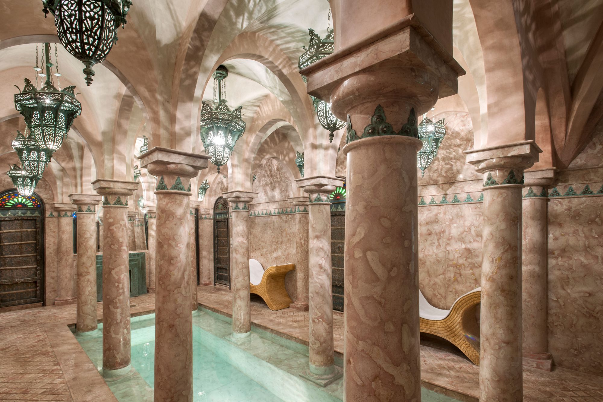 The Roman-style colonnaded hammam is a highlight at La Sultana