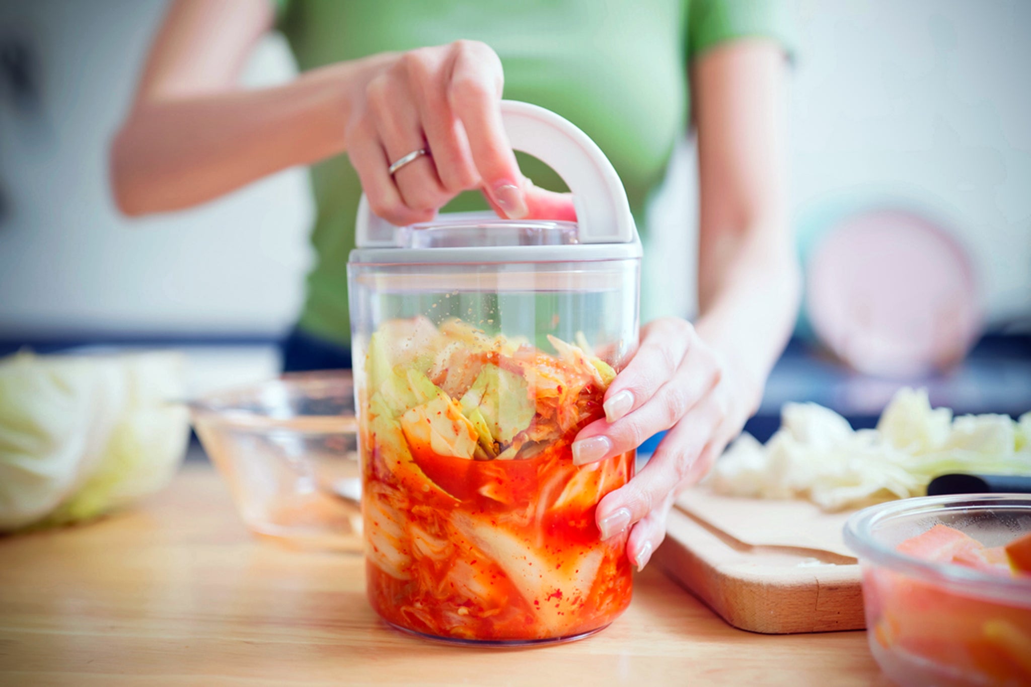 Eating prebiotic and probiotic foods, particularly fermented foods, supports beneficial microbes