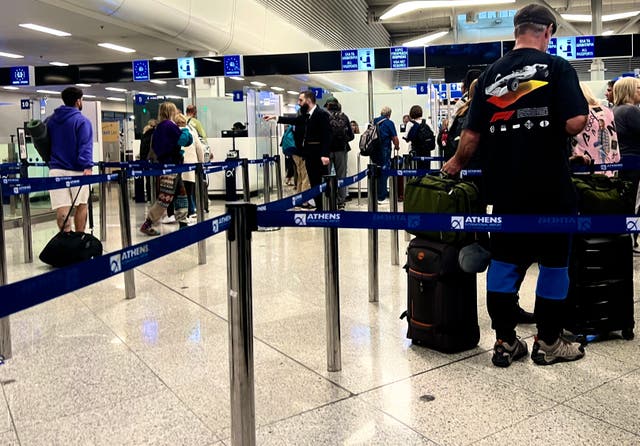 The queue at passport control in Athens airport