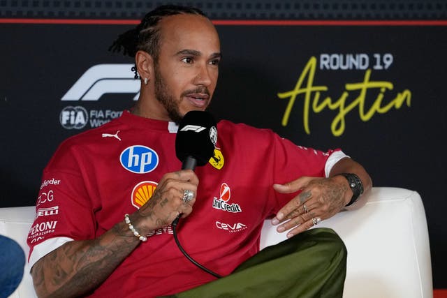 Lewis Hamilton says talk of Christian Horner joining Ferrari is “distracting” for the team (AP Photo/John Locher)
