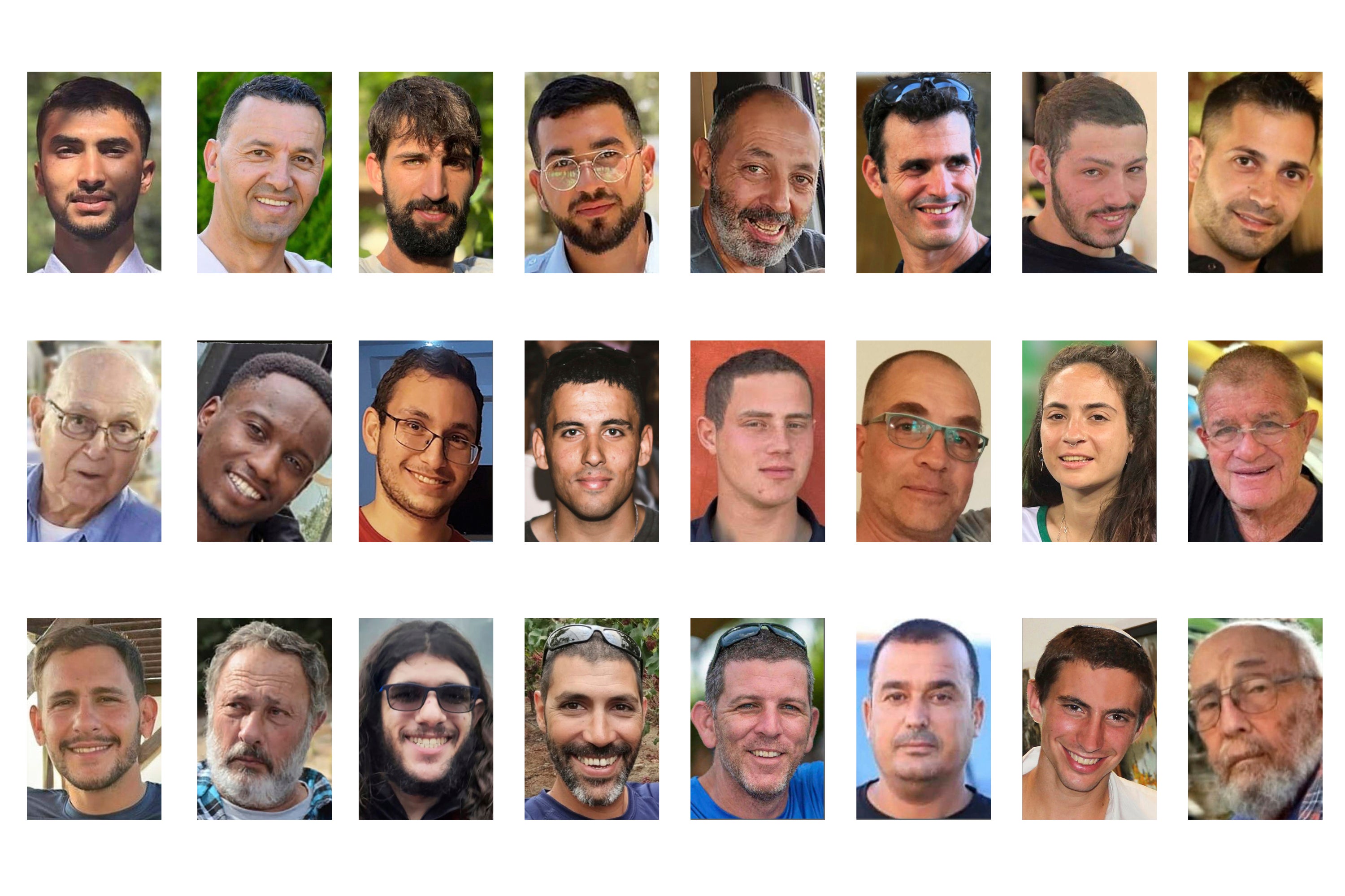 This combination of images provided by Hostage's Family Forum shows some of the deceased that were held in Gaza when the latest ceasefire started