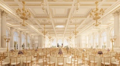 The ballroom will hold 650 seated people, a big increase from the current 200-person seated capacity of the East Room