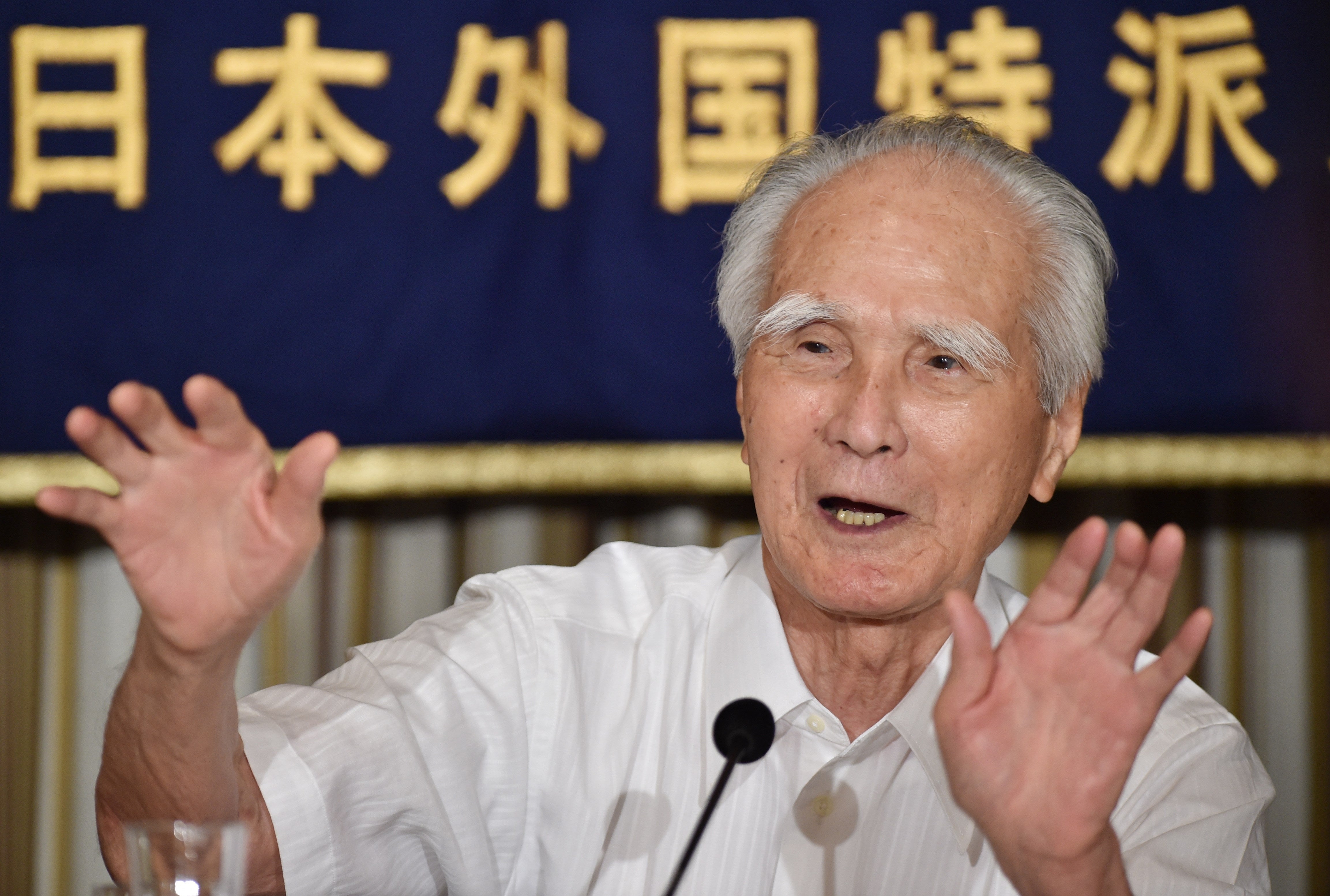 File: Former Japanese prime minister Tomiichi Murayama answers questions during a press conference at the Foreign Correspondents' Club of Japan in Tokyo