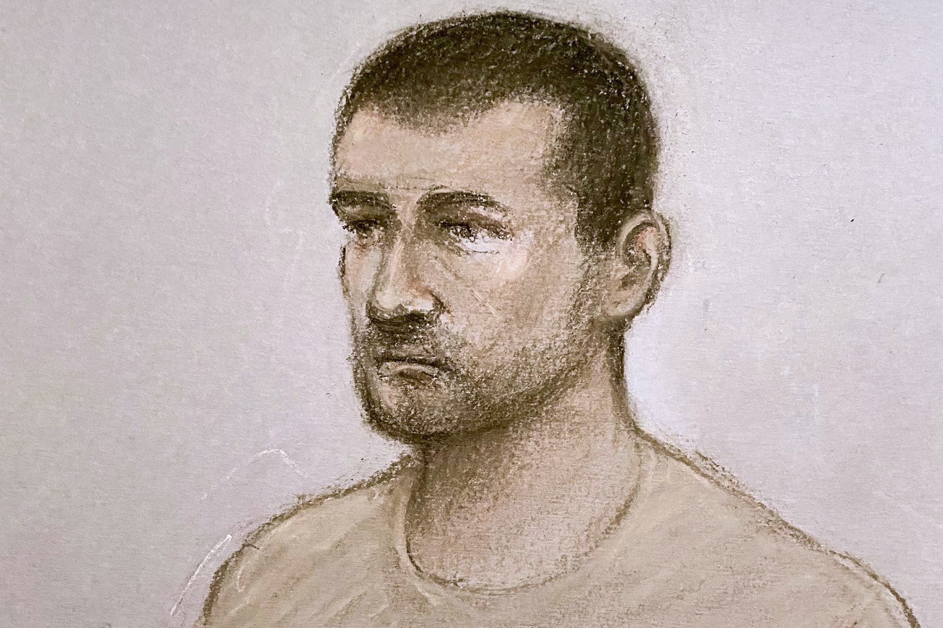 <p>A court sketch of Ukrainian national Petro Pochynok from an earlier hearing</p>