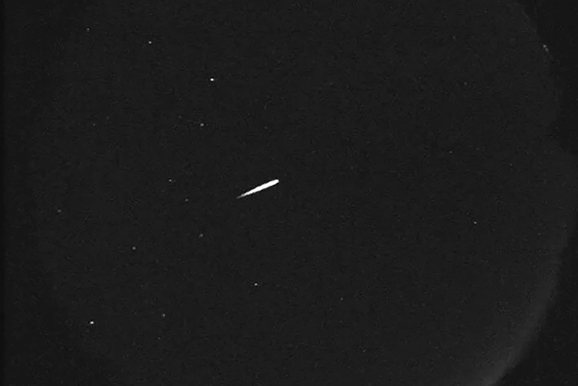 This photo provided by NASA shows a meteor from the Orionid shower on Oct. 13, 2015