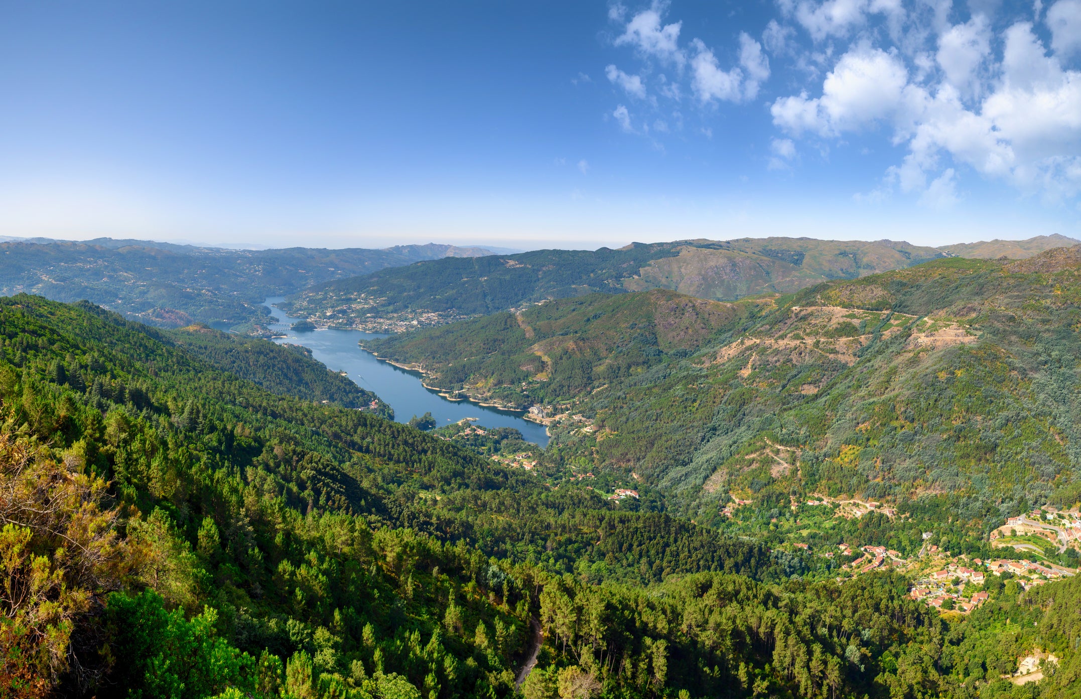 Peneda Geres National Park is home to the rare Iberian wolf and features valleys blanketed in lush vegetation