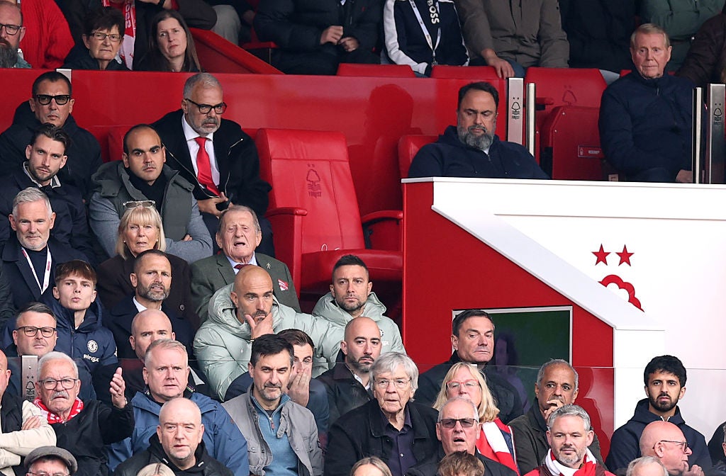 El propietario forestal Evangelos Marinakis observa el City Ground
