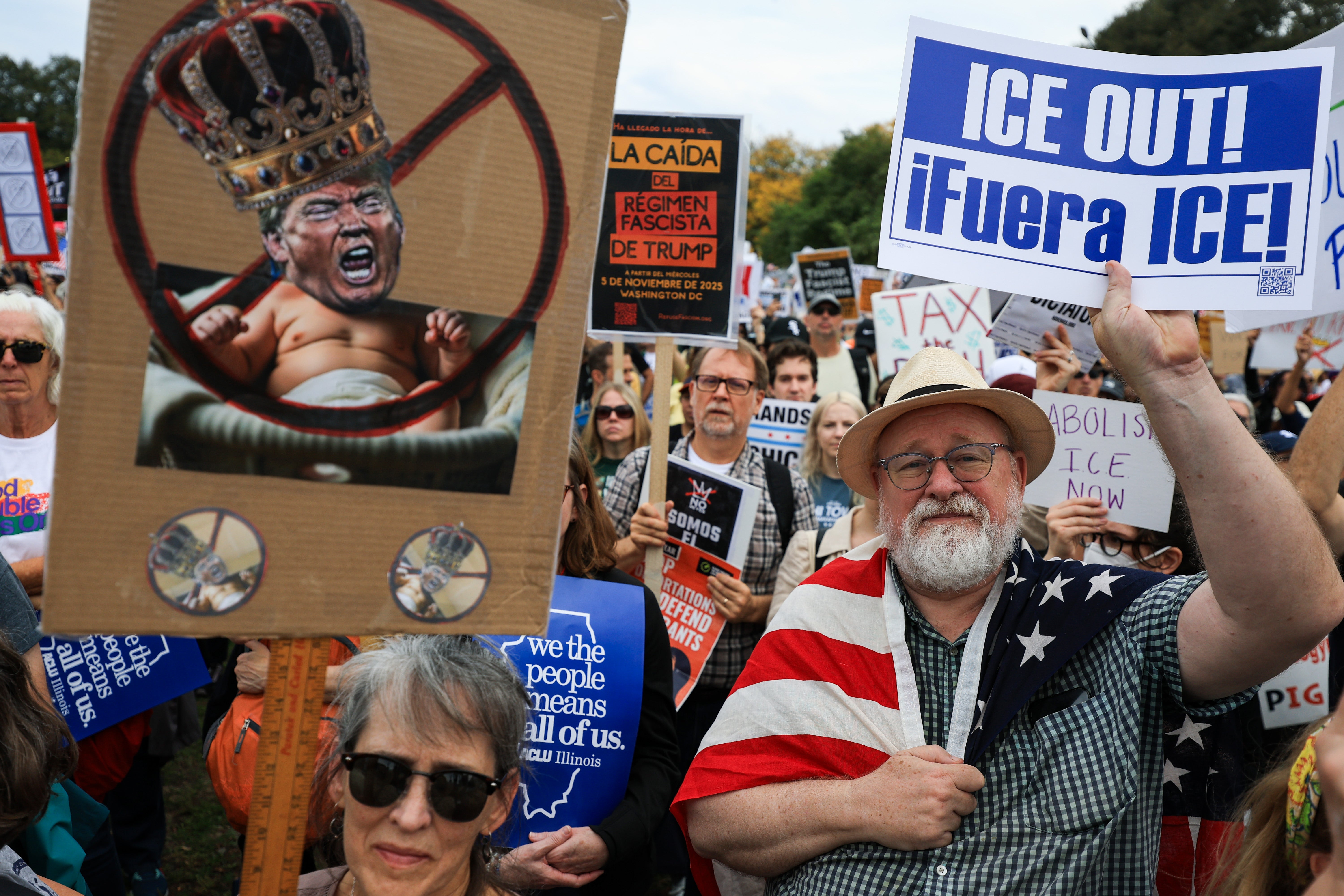 Participants in the 'No Kings' rally in Chicago