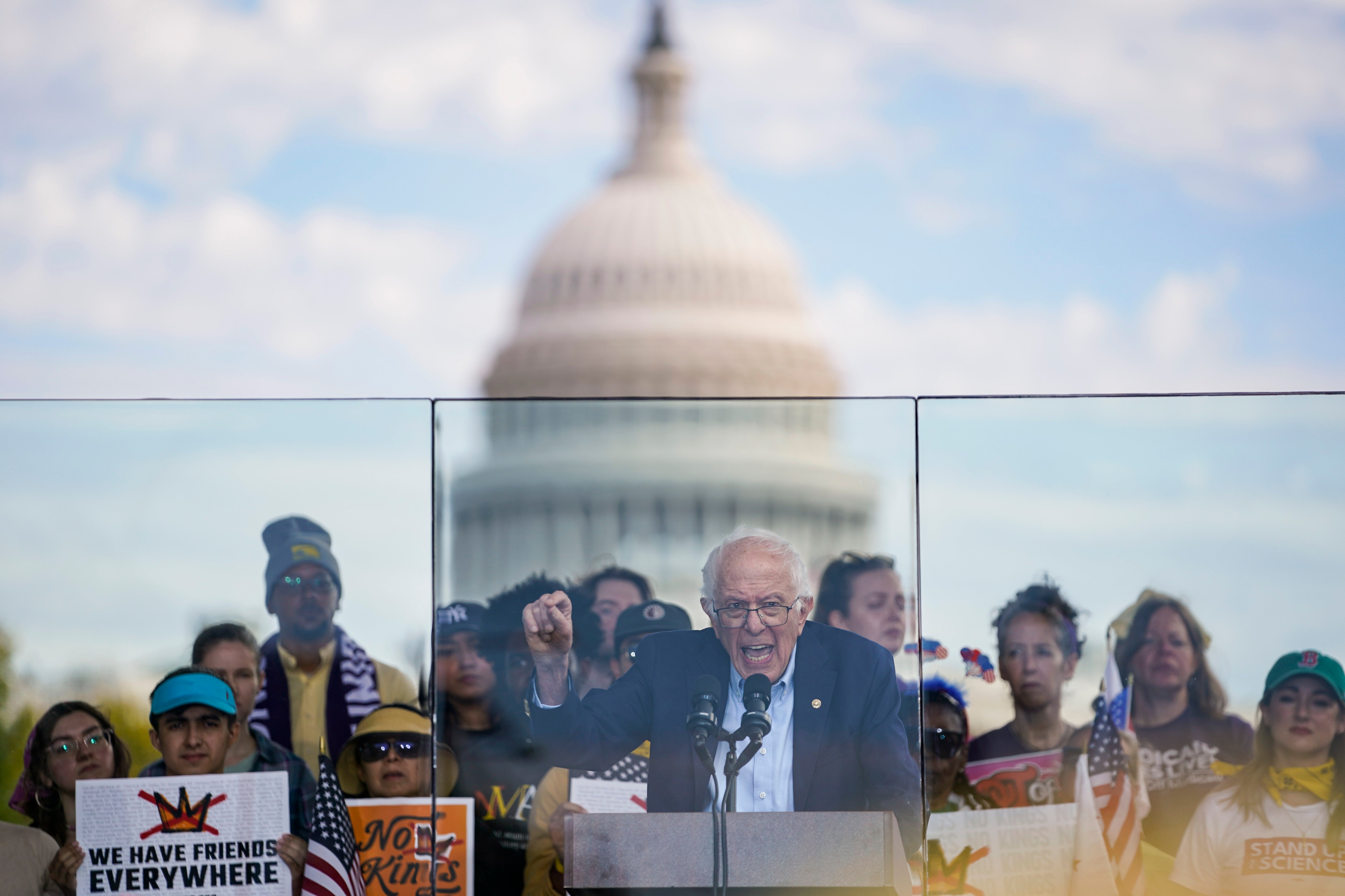Senator Bernie Sanders addressed the Washington, D.C. crowd and denounced the billionaires who helped fund Trump’s 2024 campaign