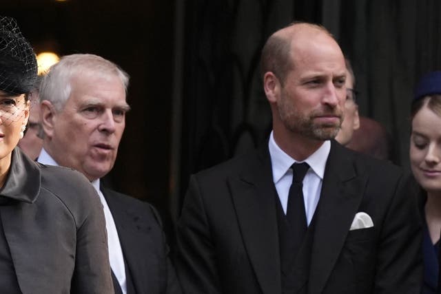 The then-Duke of York and the Prince of Wales at the Duchess of Kent’s funeral in September (Jordan Pettitt/PA)
