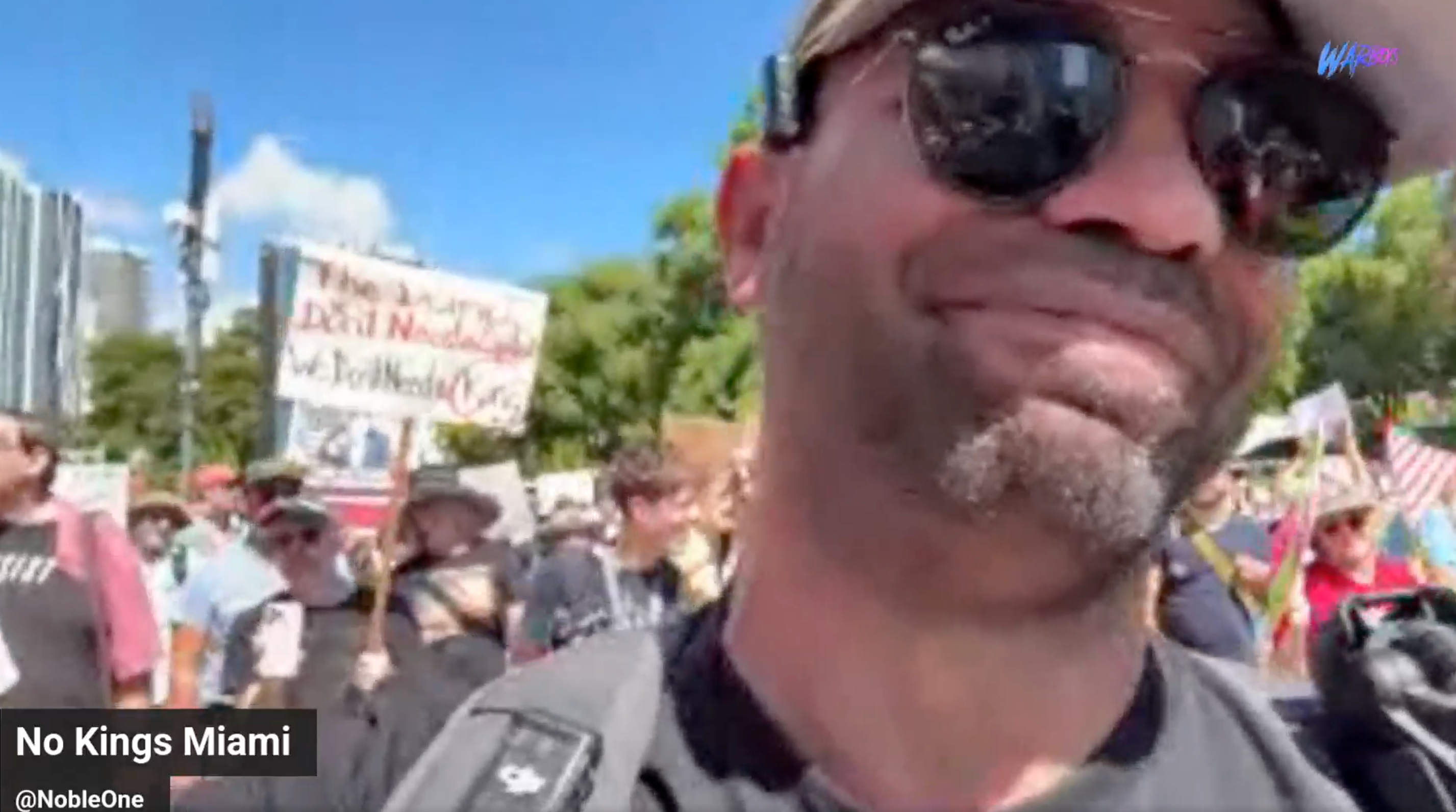 <p>Former Proud Boys leader Enrique Tarrio, pictured at a rally organized by the Proud Boys in Portland, Oregon, showed up in Miami at a ‘No Kings’ rally October 18</p>